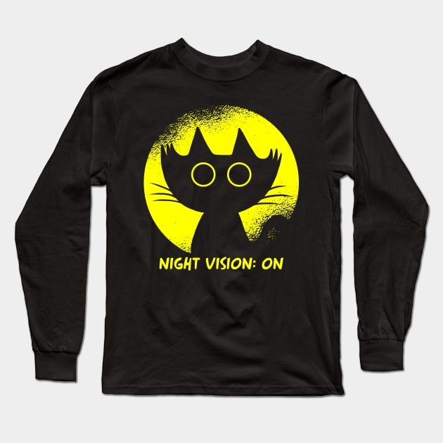 funny cat – Darkness the cat -  Night vision: on Long Sleeve T-Shirt by LiveForever